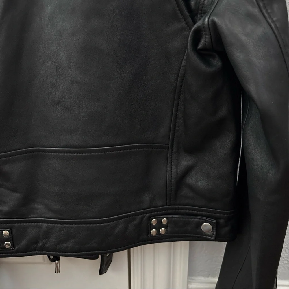 Maje Bostep Blouson Moto Lambskin Leather Jacket FR 40 or US 8 Black Biker - Picture 11 of 14